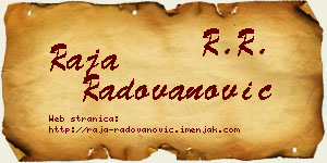 Raja Radovanović vizit kartica